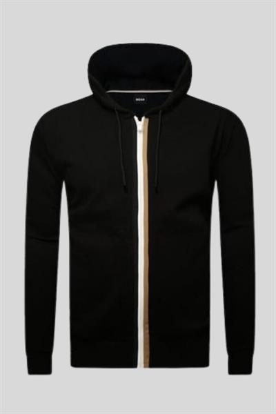 Boss Regular Fit Tam Fermuar Kapüşonlu Erkek Ceket Siyah