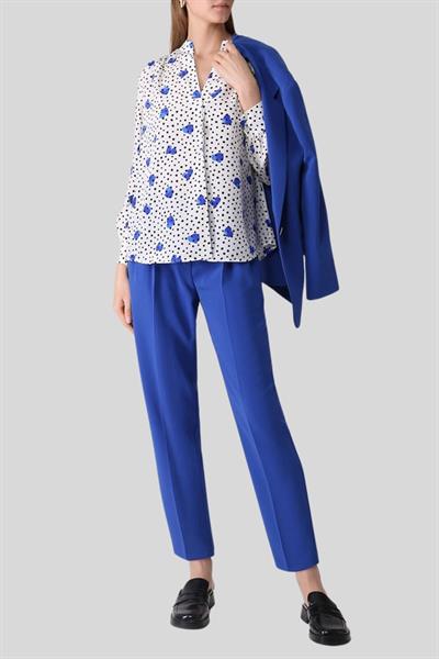Boss Regular Fit Uzun Kollu Baskılı Kadın İpek Bluz Lacivert