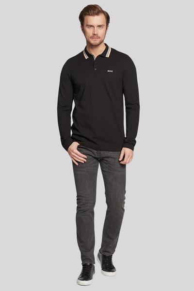 Boss Regular Fit Uzun Kollu Erkek Polo Yaka Sweatshirt Siyah 003
