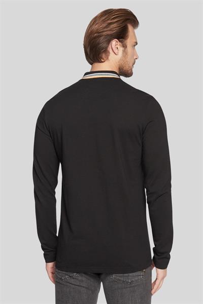 Boss Regular Fit Uzun Kollu Erkek Polo Yaka Sweatshirt Siyah 003
