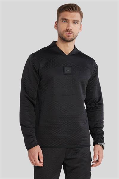 Boss Regular Fit V Yaka Erkek Sweatshirt Siyah