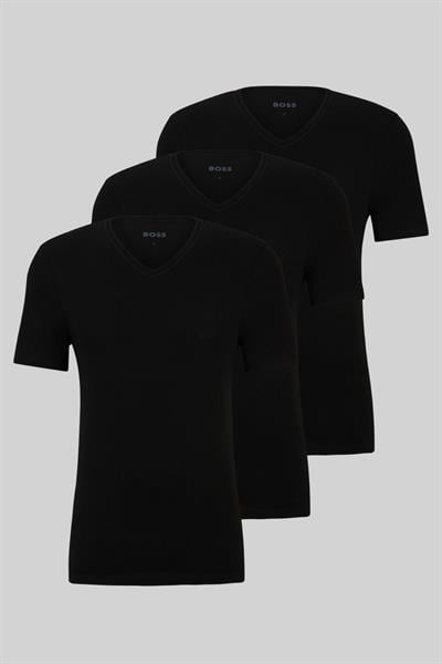 Boss Regular Fit V Yaka Erkek T-Shirt Siyah