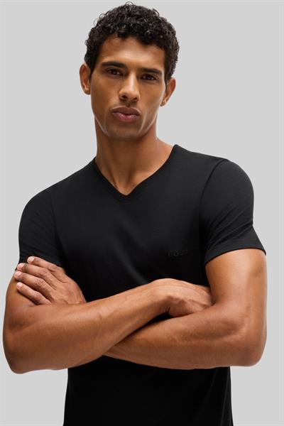 Boss Regular Fit V Yaka Erkek T-Shirt Siyah