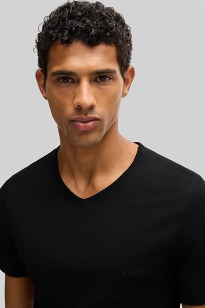 Boss Regular Fit V Yaka Erkek T-Shirt Siyah