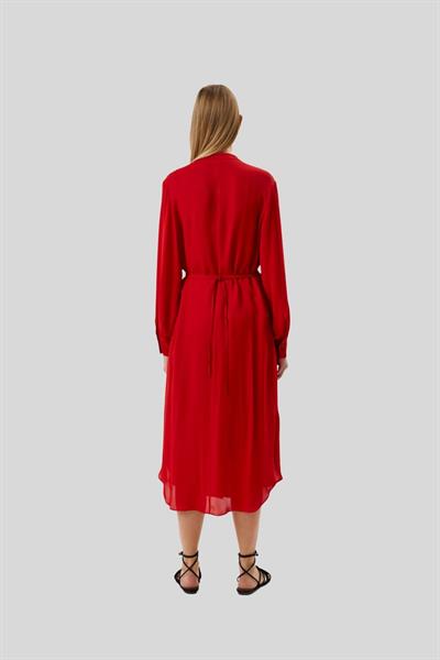 Boss Regular Fit V yaka Kadın Elbise Kırmızı 613