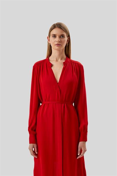 Boss Regular Fit V yaka Kadın Elbise Kırmızı 613