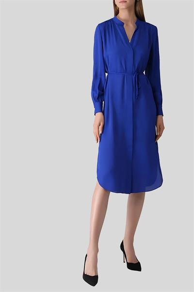Boss Regular Fit V yaka Kadın Elbise Mavi 463