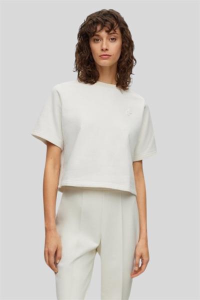 Boss Regular Fit Yuvarlak Yaka Logolu Kadın T-Shirt Beyaz 118