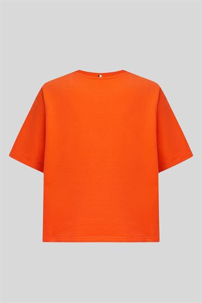 Boss Regular Fit Yuvarlak Yaka Logolu Kadın T-Shirt Turuncu 821