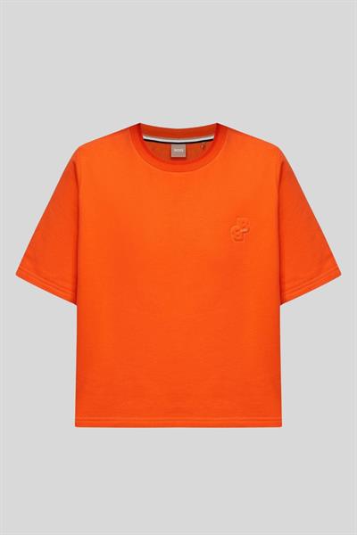 Boss Regular Fit Yuvarlak Yaka Logolu Kadın T-Shirt Turuncu 821