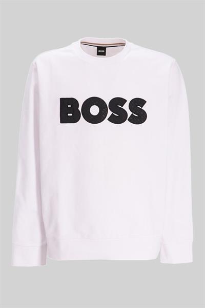 Boss Relaxed Fit Bisiklet Yaka Erkek Sweat Beyaz 100