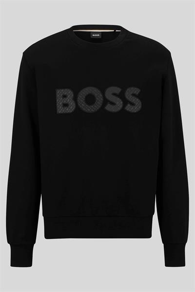 Boss Relaxed Fit Bisiklet Yaka Erkek Sweat Siyah