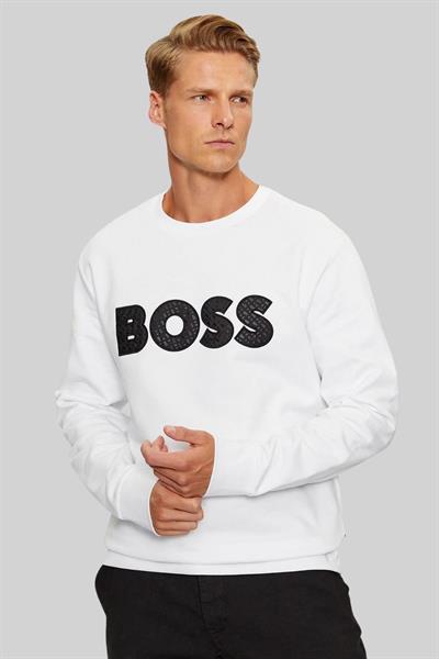 Boss Relaxed Fit Bisiklet Yaka Erkek Sweat Beyaz 100