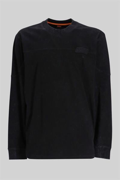 Boss Relaxed Fit Bisiklet Yaka Uzun Kol Erkek Sweatshirt Siyah
