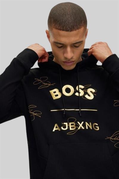 Boss Relaxed Fit Kapüşonlu Erkek Sweatshirt Siyah