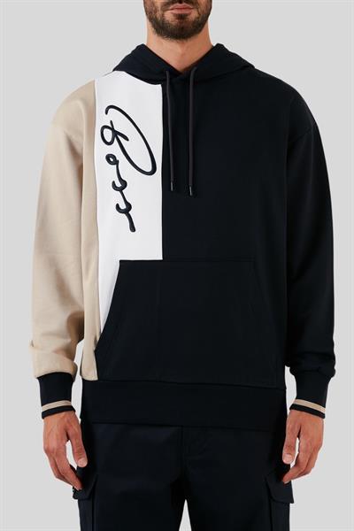 Boss Relaxed Fit Kapüşonlu Erkek Sweatshirt Lacivert 404