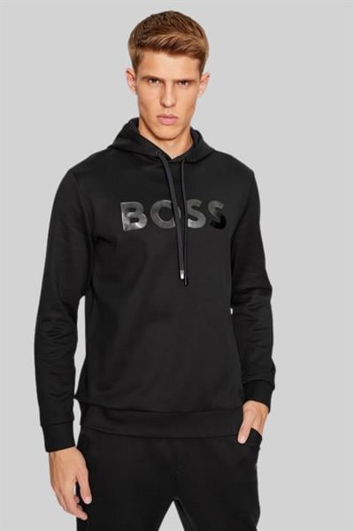 Boss Relaxed Fit Kapüşonlu Erkek Sweatshirt Siyah