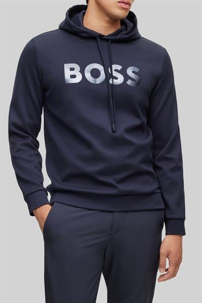 Boss Relaxed Fit Kapüşonlu Erkek Sweatshirt Mavi 402