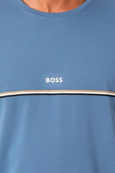 Boss Şeritli Streç Regular Fit Erkek T-Shirt Mavi 478