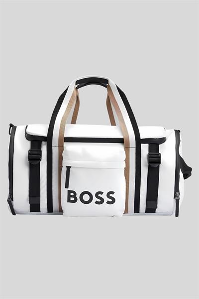 Boss Silindir Spor Erkek Seyehat Çantası Beyaz