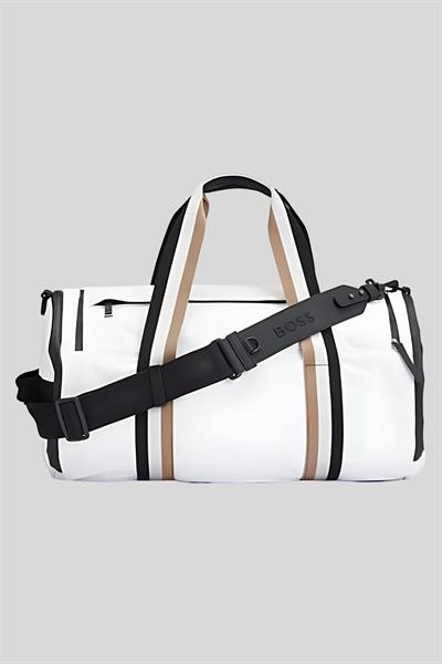 Boss Silindir Spor Erkek Seyehat Çantası Beyaz