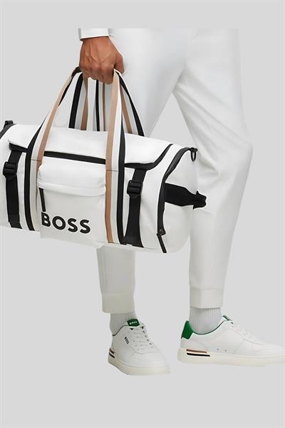 Boss Silindir Spor Erkek Seyehat Çantası Beyaz