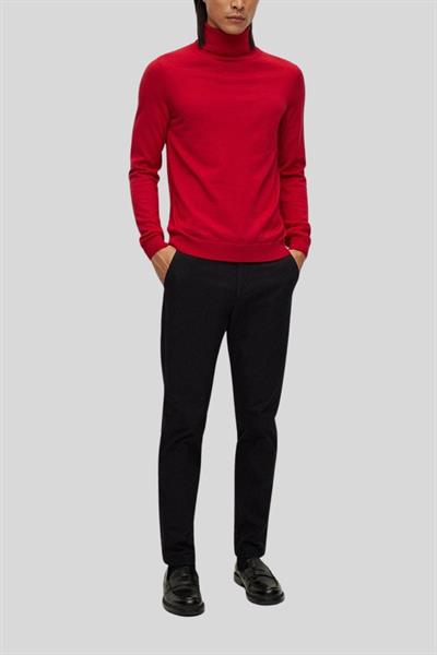 Boss Slim Fit Balıkçı Yaka Erkek Kazak Kırmızı