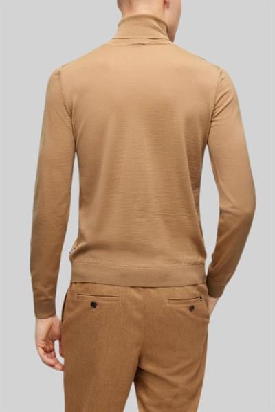 Boss Slim Fit Balıkçı Yaka Erkek Kazak Bej 260