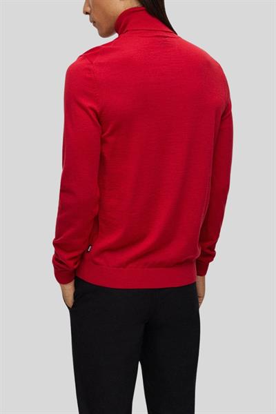 Boss Slim Fit Balıkçı Yaka Erkek Kazak Kırmızı