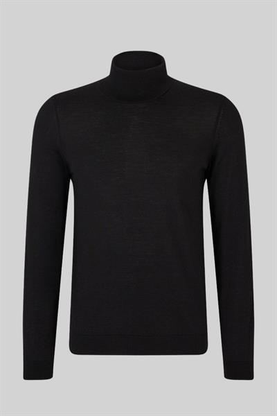 Boss Slim Fit Balıkçı Yaka Erkek Kazak Siyah
