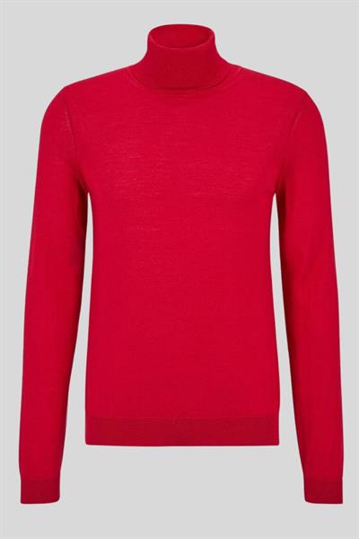 Boss Slim Fit Balıkçı Yaka Erkek Kazak Kırmızı
