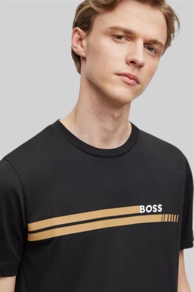 Boss Slim Fit Bisiklet Yaka Erkek T-Shirt Siyah