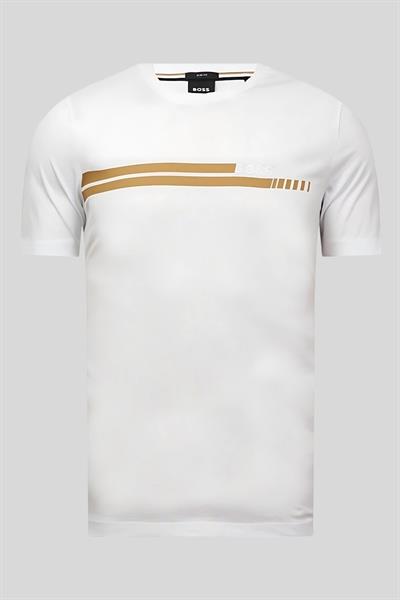 Boss Slim Fit Bisiklet Yaka Erkek T-Shirt Beyaz 100