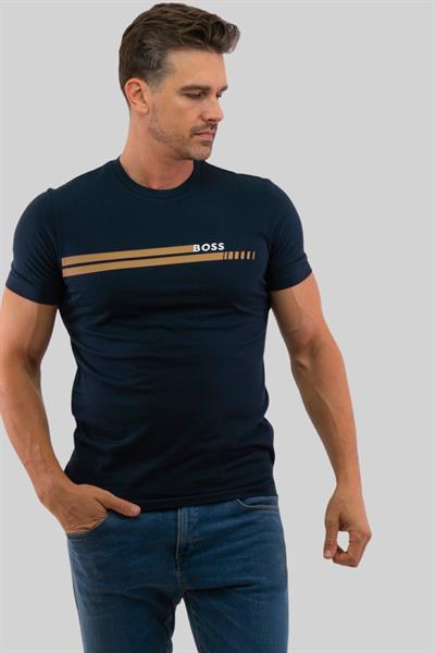 Boss Slim Fit Bisiklet Yaka Erkek T-Shirt Lacivert 404