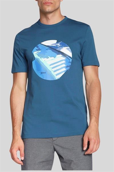 Boss Slim Fit Bisiklet Yaka Erkek T-Shirt Mavi 424