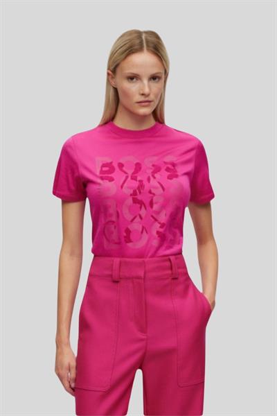 Boss Slim Fit Bisiklet Yaka Kadın T-Shirt Pembe 674