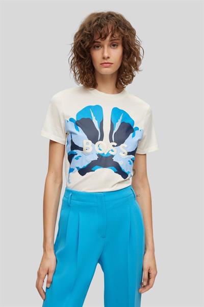 Boss Slim Fit Bisiklet Yaka Kadın T-Shirt Beyaz 118