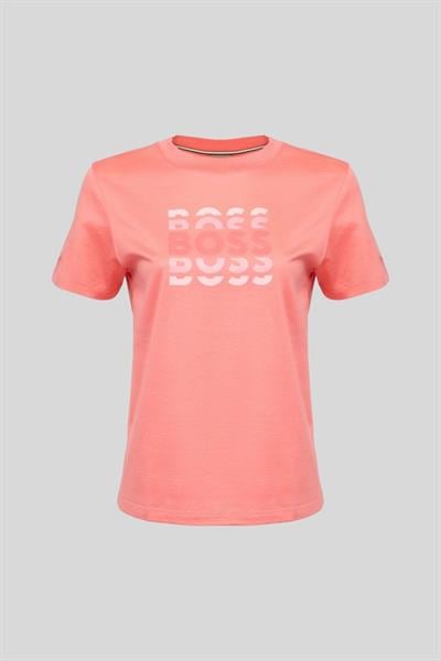 Boss Slim Fit Bisiklet Yaka Kadın T-Shirt Pembe 678