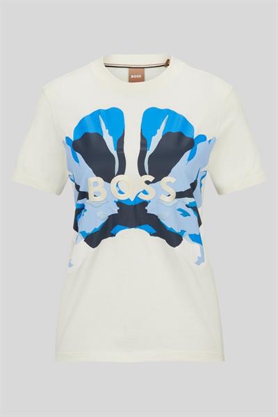 Boss Slim Fit Bisiklet Yaka Kadın T-Shirt Beyaz 118