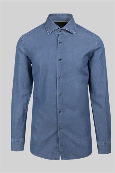 Boss Slim Fit Erkek Jean Gömlek Mavi 460