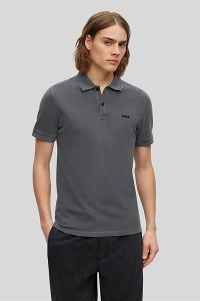 Boss Slim Fit Erkek Polo Yaka T-Shirt Gri