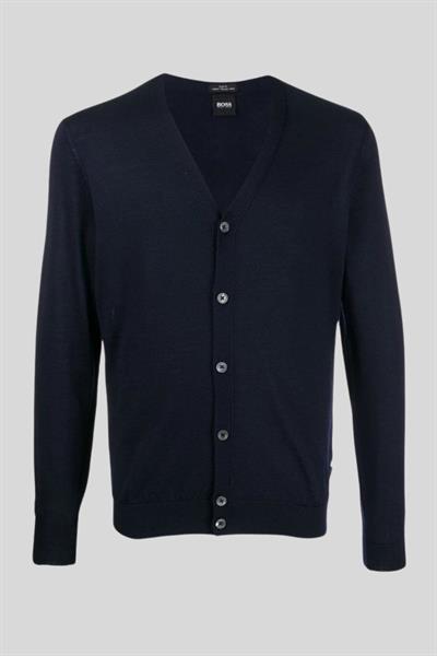 Boss Slim Fit Erkek Yün Hırka Mavi 402