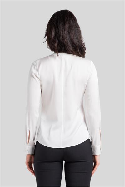 Boss Slim Fit Kadın Yuvarlak Yakalı Bluz Beyaz 112