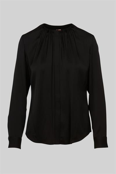 Boss Slim Fit Kadın Yuvarlak Yakalı Bluz Siyah