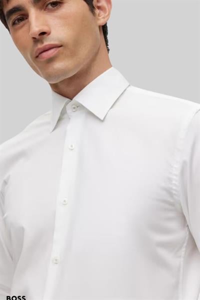 Boss Slim Fit Kent Yaka Erkek Gömlek Beyaz 100