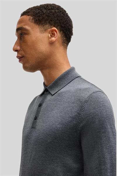 Boss Slim Fit Örme Polo Erkek Yün Kazak Gri 030