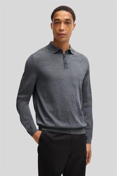 Boss Slim Fit Örme Polo Erkek Yün Kazak Gri 030