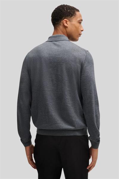 Boss Slim Fit Örme Polo Erkek Yün Kazak Gri 030