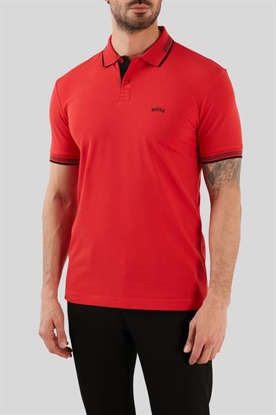 Boss Slim Fit Paul Curved Polo Yaka T-Shirt Kırmızı 624