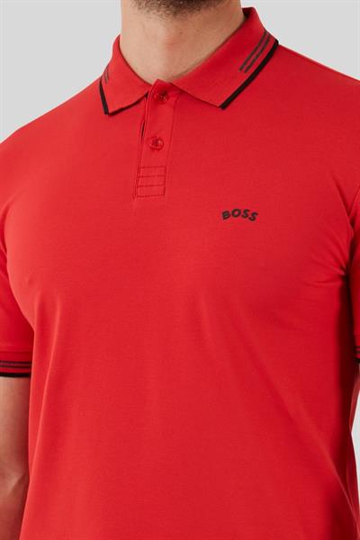Boss Slim Fit Paul Curved Polo Yaka T-Shirt Kırmızı 624